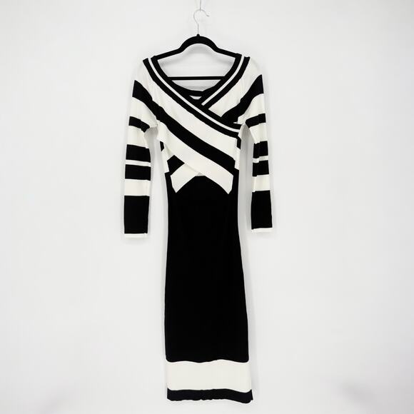 Le Superbe Anthropologie Stripe Knit Bodycon Midi Reversible Dress Size Medium - Picture 5 of 7